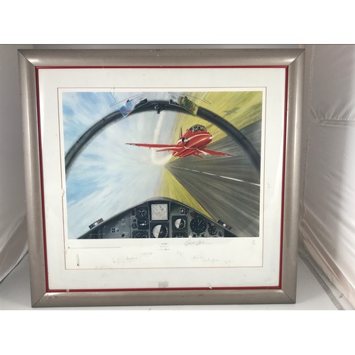 596 - GERALD COULSON SYNCHRO COLOUR PRINT LIMITED EDITION SIGNED BY THE ARTIST AND MEMBERS OF THE RED ARRO... 