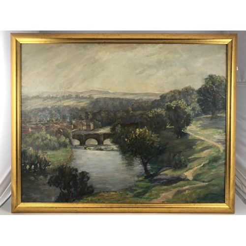 1503 - OIL ON CANVAS WITH SIGNATURE H MAHLER BELIEVED TO DEPICT LUDLOW, approx. 92 x 71 cm