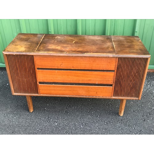 1554 - MID 20TH CENTURY RETRO TEAK CASED HMV RADIOGRAM WITH GARRARD 6 200 C TURNTABLE