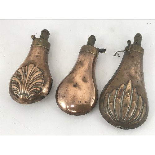 1670 - 3 POWDER FLASKS