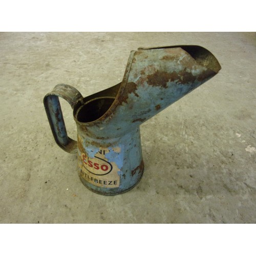 17 - 2 OIL POURING CANS 1 CONOCO RED AND A MOBILE OIL WITH THE PEGASUS WINGED HORSE IN USED CONDITION ESS... 