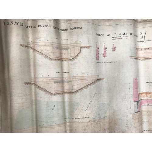 227 - ORIGINAL CLOTH RAILWAY TRACK MAP & DIAGRAM WITH INFRASTRUCTURE AND COLOURED BOUNDARY MARKINGS
RAILWA... 