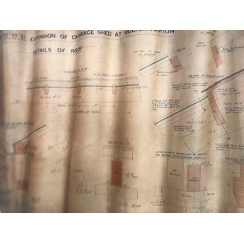 228 - ORIGINAL CLOTH RAILWAY TRACK MAP & DIAGRAM WITH INFRASTRUCTURE AND COLOURED BOUNDARY MARKINGS
LNWR W... 