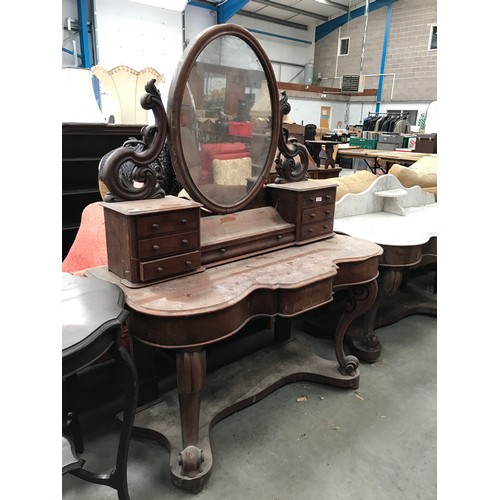 315 - DUCHESS STYLE WASH STAND WITH MARBLE TOP AND A MATCHING DRESSING TABLE WITH MIRROR