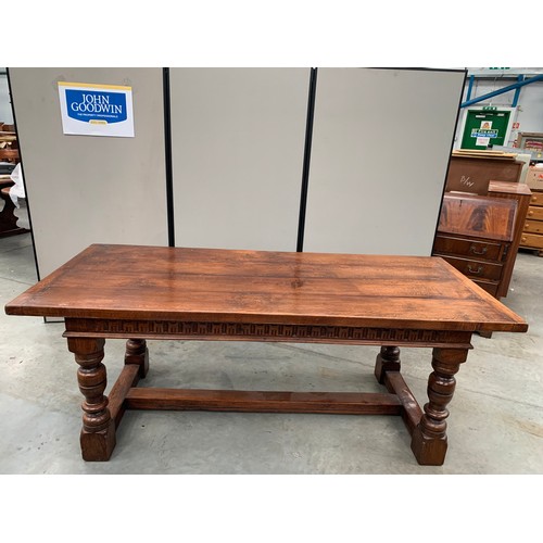 465 - GOOD QUALITY BYLAWS OAK REFECTORY TABLE, approx. 197 x 85 cm