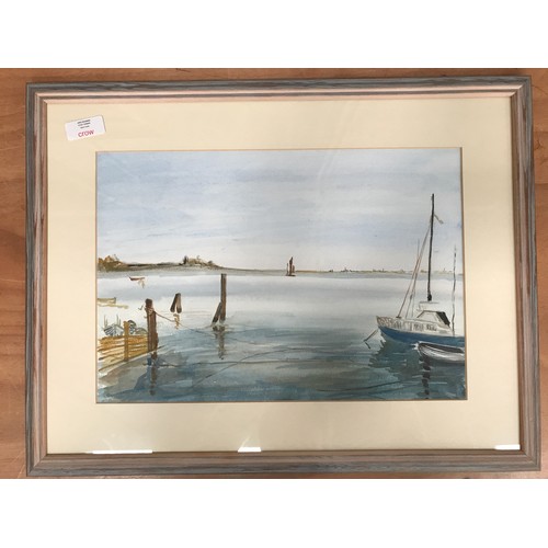 511 - MICHAEL FLAUX WATERCOLOUR 'MALTING GRIT FARMHOUSE' AND ONE OTHER DEPICTING A BOATING SCENE