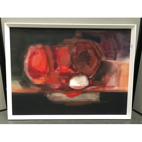 525 - 2 ABSTRACT OILS WITH SIGNATURE VILLERS