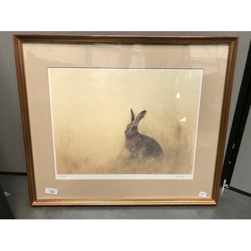 548 - JOHN WILDER PRINT OF A HARE 381/850, SIGNED