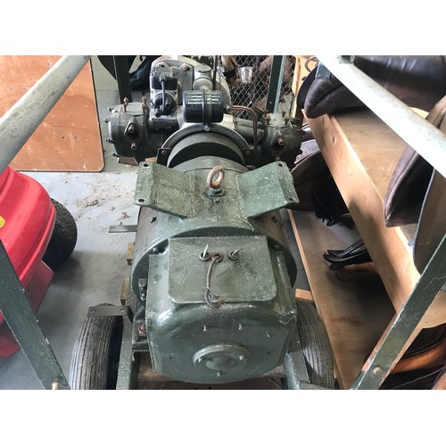 29 - VINTAGE ENGINE AND GENERATOR ON TRANSPORTABLE FRAME BEING A 2 CYLINDER JOWETT ENGINE NUMBER 252119 C... 