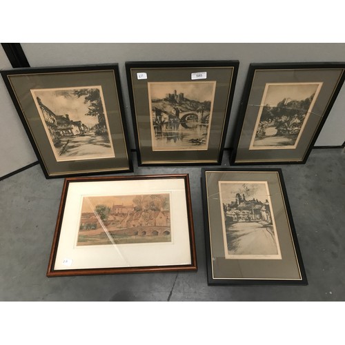 585 - QUANTITY OF ETCHINGS AND PRINTS