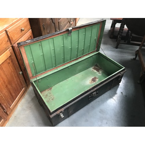 113 - OLD METAL MILITARY TRUNK