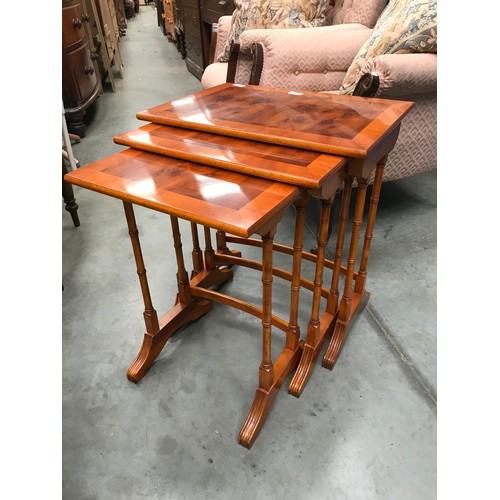 235 - NEST OF 3 WALNUT VENEER TABLES