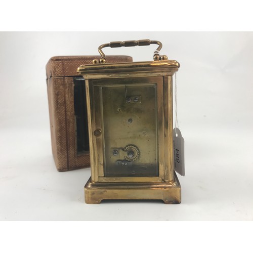 884 - FRENCH 4 GLASS CARRIAGE CLOCK IN TRAVEL CASE