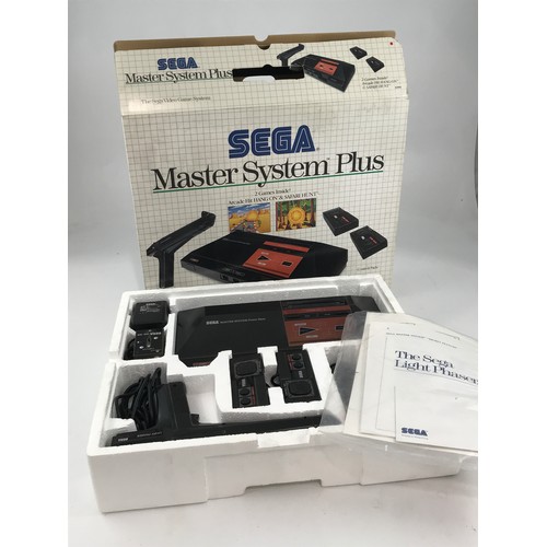 1567 - SEGA MASTER SYSTEMS PLUS GAMES IN BOX WITH A COLLECTION OF  GAMES, 2 BOXED CONTROL STICKS AND RAPID ... 