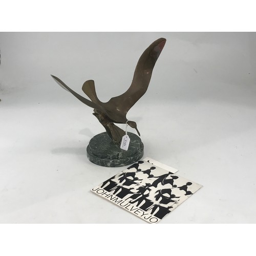 1813 - CONTEMPORARY BRONZE SCULPTURE BY JOHN MULVEY OF A MANX SHEARWATER 1979 STAMPED IN CASTING 1979 JM7/1... 