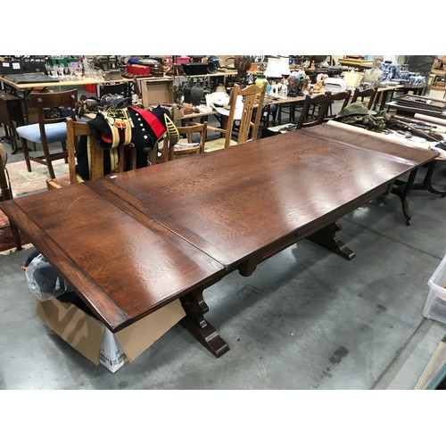 456 - OAK DRAWER LEAF REFECTORY TABLE