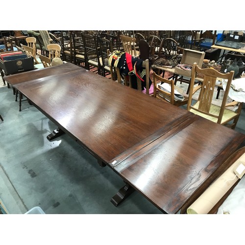 456 - OAK DRAWER LEAF REFECTORY TABLE