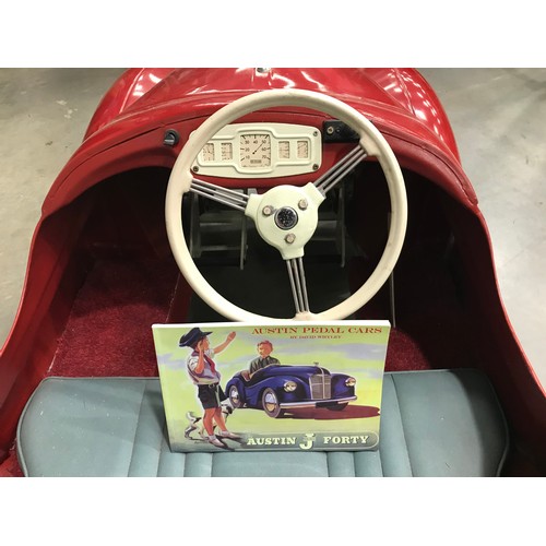 1 - AUSTIN MOTOR CAR 1962 J40 MODEL PEDAL CAR IN RED. A SUPER MODEL CAR,  HAS HAD SOME RE-CONDITIONING A... 