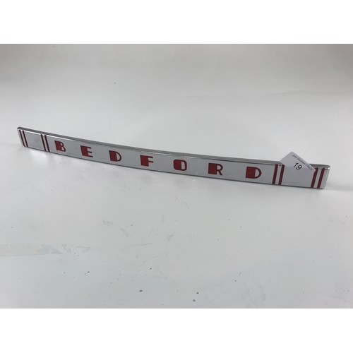 19 - BEDFORD S TYPE RADIATOR BADGE WITH WORD BEDFORD IN RED