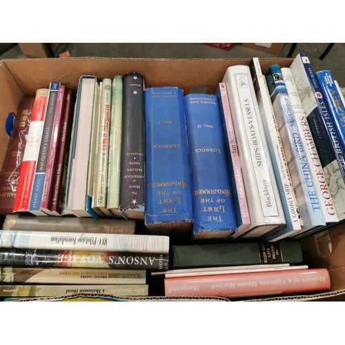 405 - 3 BOXES OF BOOKS, MAINLY MARITIME AND TALL SHIPS