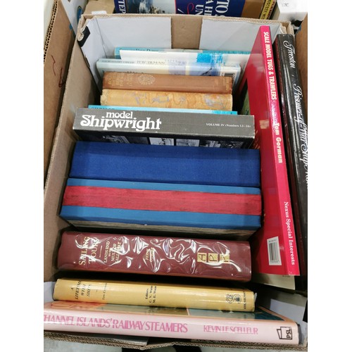 405 - 3 BOXES OF BOOKS, MAINLY MARITIME AND TALL SHIPS