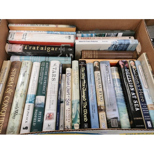 406 - 3 BOXES OF BOOKS, MAINLY NAVAL HISTORY