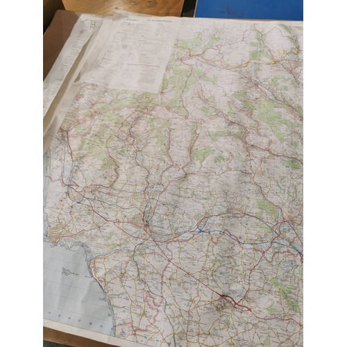 441 - QUANTITY OF LARGE SCALE OS MAPS OF ROLLED PRINTED MAP STYLE MANY OF A3 AND UPWARD SIZE, APPROX. 80 M... 