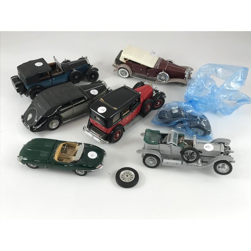 285 - 6 FRANKLIN MINT UNBOXED MODELS COMPRISING DUESENBURG DEREHAM, JAGUAR E TYPE, MAYBACH ZEPPELIN MISSIN... 