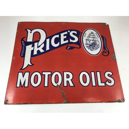 100 - ENAMELLED SIGN, 'PRICE'S MOTOR OILS' APPROX. 63 X 53 cm