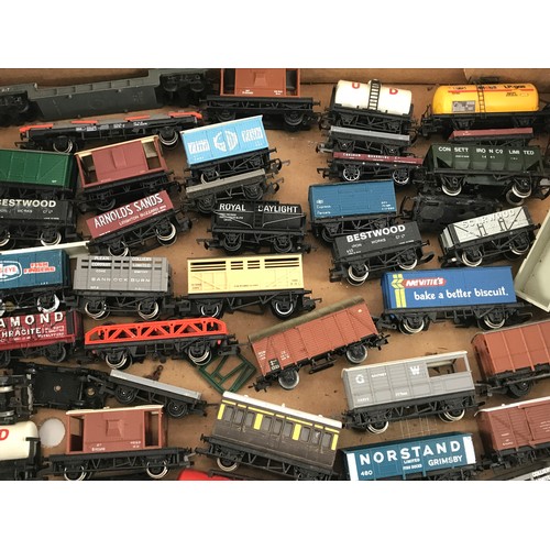 153 - APPROX 40 HORNBY AND TRIANG MODEL RAILWAY WAGONS PRIVATE OWNER AND MODERN IMAGE