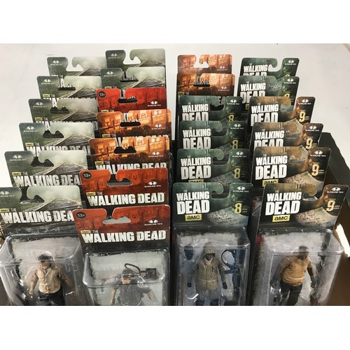 254 - THE WALKING DEAD 25 PLASTIC BOXED FIGURES FROM SERIES 6, 7, 8 AND 9