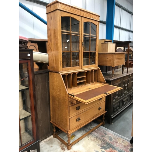 107 - OAK BUREAU BOOK CASE