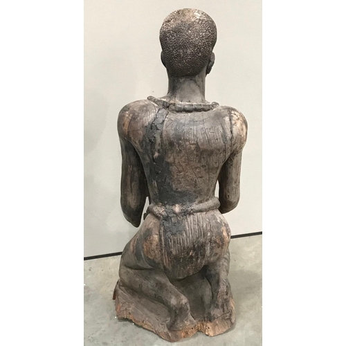 1139 - LARGE AFRICAN CARVED WOOD FIGURE OF A WOMAN, approx. 94 cm