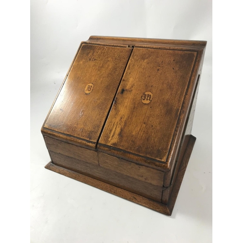 1158 - VICTORIAN OAK STATIONERY CABINET