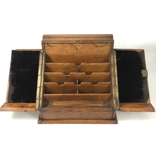 1158 - VICTORIAN OAK STATIONERY CABINET