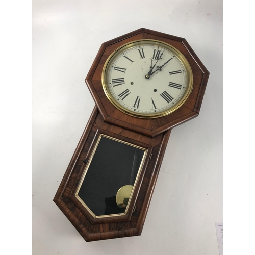 1170 - DROP DIAL AMERICAN WALL CLOCK WITH SUBSIDIARY SECONDS DIAL