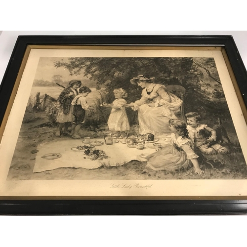 1306 - MISC. PICTURES AND PRINTS INCLUDING PAIR OF VICTORIAN PRINTS ‘LITTLE LADY BOUNTIFUL’ ‘TAKING THE BAI... 