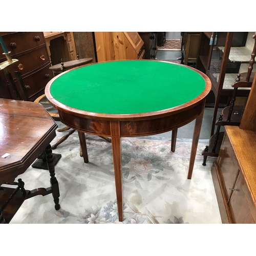 141 - MAHOGANY DEMI LUNE FOLD OVER CARD TABLE