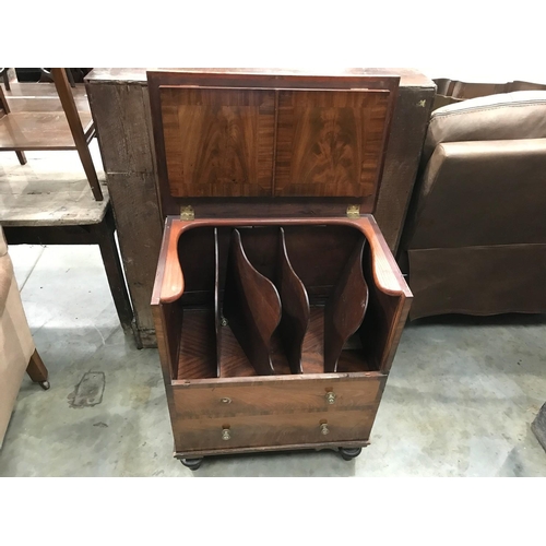 212 - 2 DUMMY DRAWER COMMODE WITH FITTED INTERIOR ON TURNED FEET