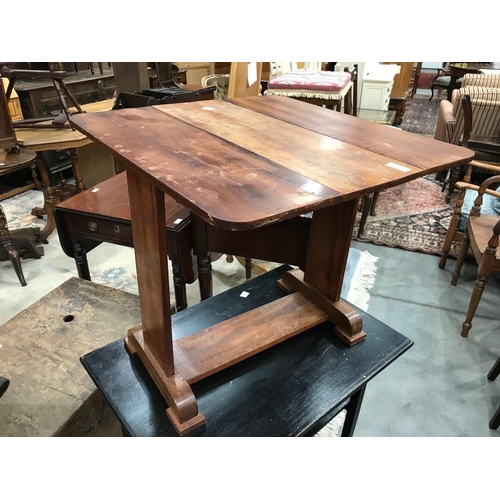 230 - OCCASIONAL TABLE, STOOL AND A DROP LEAF MAHOGANY OCCASIONAL TABLE