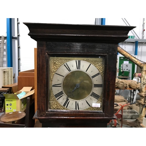 243 - 30 HOUR LONG CASE CLOCK BY JOSEPH BROWN SILVERED CHAPTER RING, BRASS SPANDRELS AND SINGLE HAND 30 HO... 