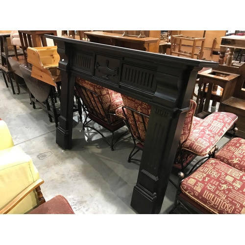 261 - WOODEN ADAM STYLE FIRE SURROUND PAINTED BLACK