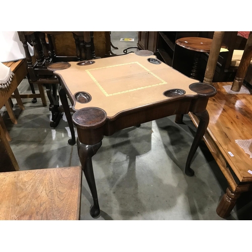 331 - FOLD OVER CARD CARD TABLE ON CABRIOLE LEGS AF