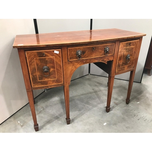 337 - GEORGIAN MAHOGANY BOW FRONT SIDEBOARD WITH LION MASK HANDLES AF