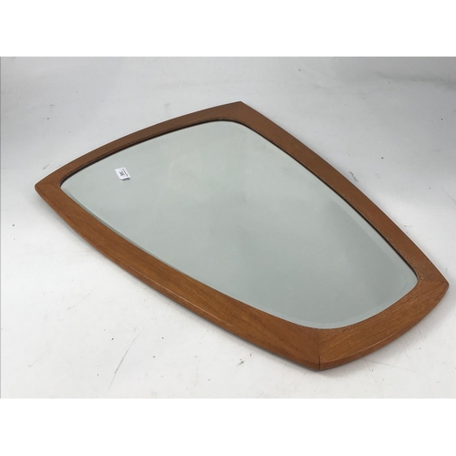 346 - 20TH CENTURY DANISH TEAK MIRROR STAMPED MADE IN DENMARK