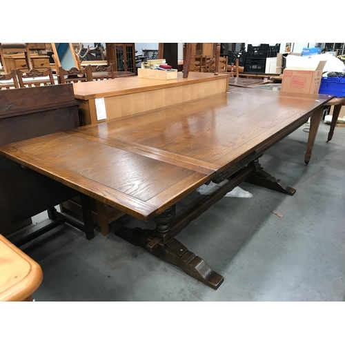 355 - OAK DINING TABLE  259CM by 91CM