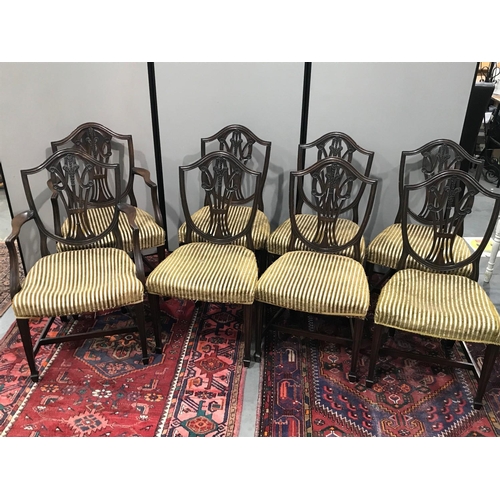 384 - SET OF 8 HEPPLEWHITE STYLE SHIELD BACK DINING CHAIRS 1 AF