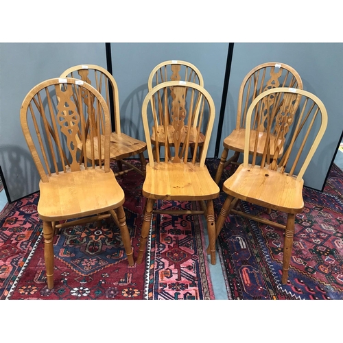 387 - 6 PINE DINING CHAIRS