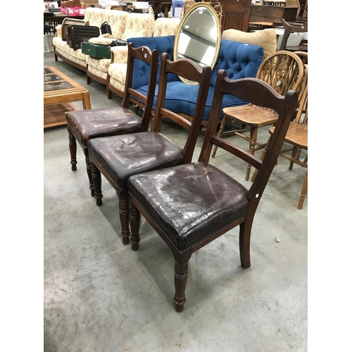 397 - 3 LEATHER PADDED DINING CHAIRS