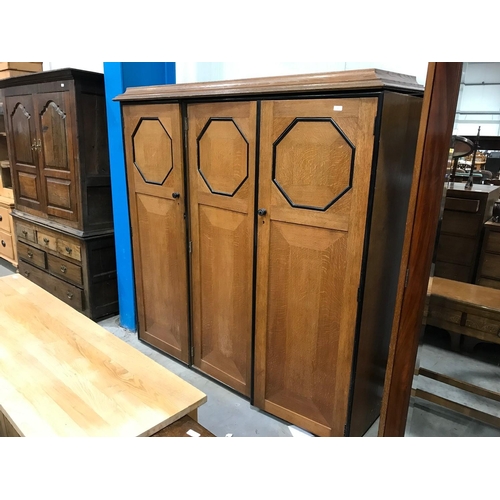 8 - 3 SECTION WARDROBE WITH LIBERTY AND CO LABEL, IN THE BIEDERMEIER STYLE, approx. 170 cm h x 175 cm h